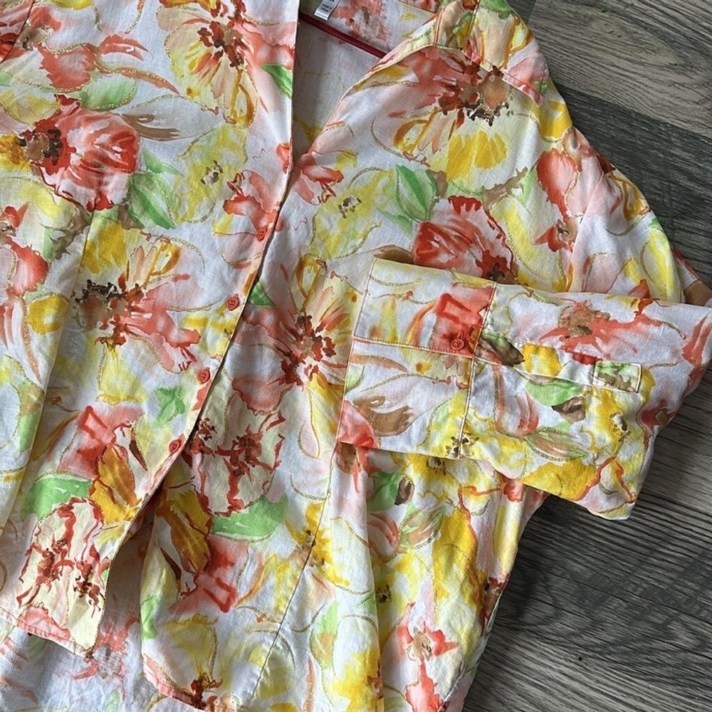 Harve Benard women floral tropical print blouse womens size 3X